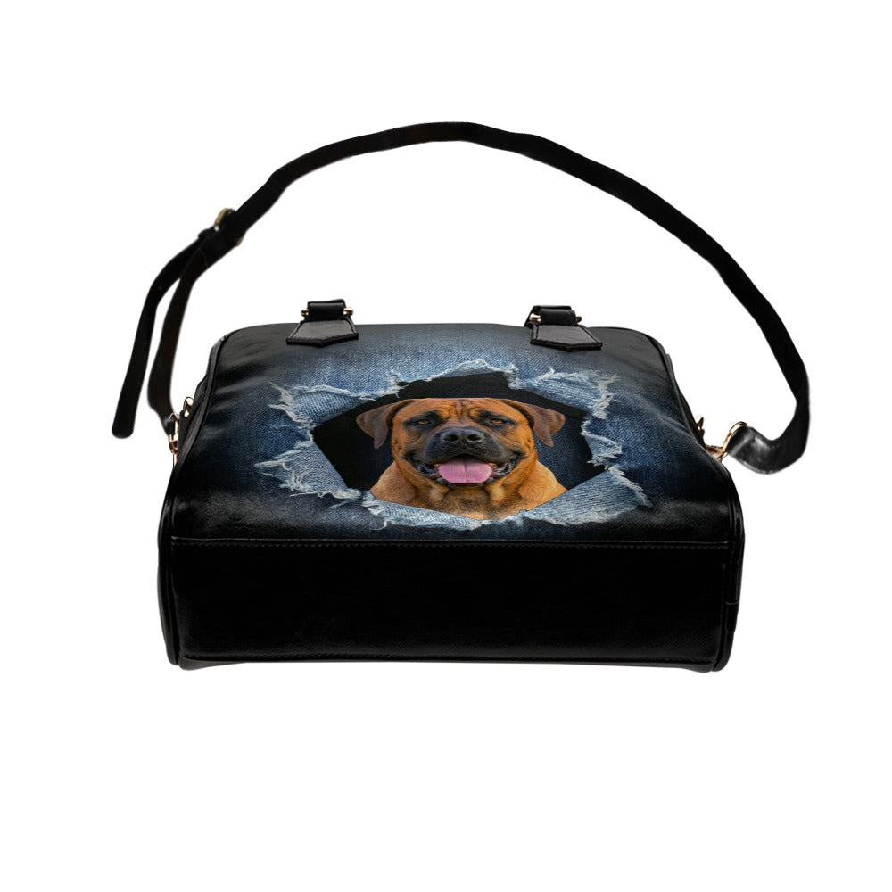 Boerboel Ripped Denim Print Shoulder Handbag