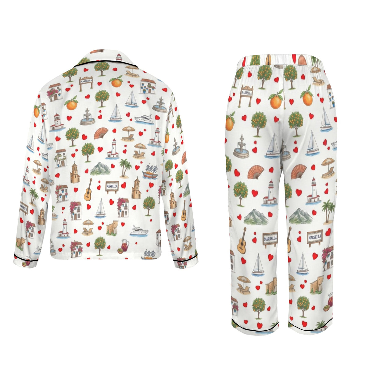 Marbella Women's Long Sleeve Satin Pajama Set