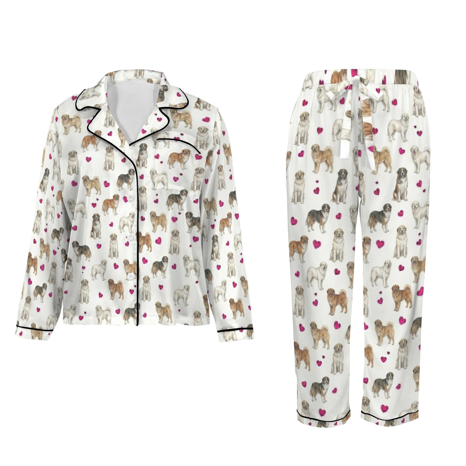 Aidi (Atlas Mountain Dog) Women's Long Sleeve Satin Pajama Set