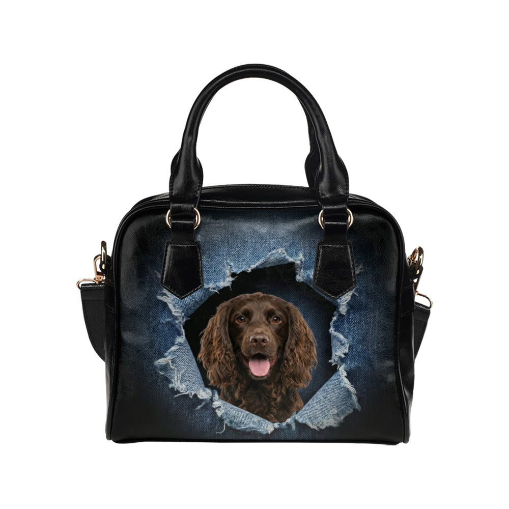 Boykin Spaniel Ripped Denim Print Shoulder Handbag