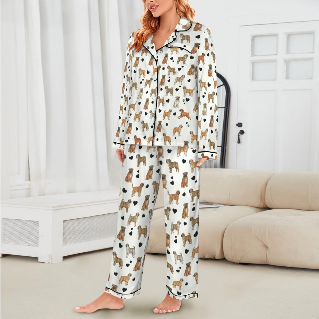 Bullmastiff Women's Long Sleeve Satin Pajama Set