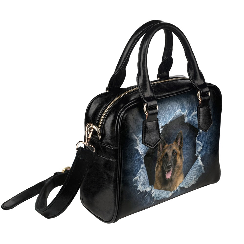 Belgian Shepherd (Tervueren) Ripped Denim Print Shoulder Handbag
