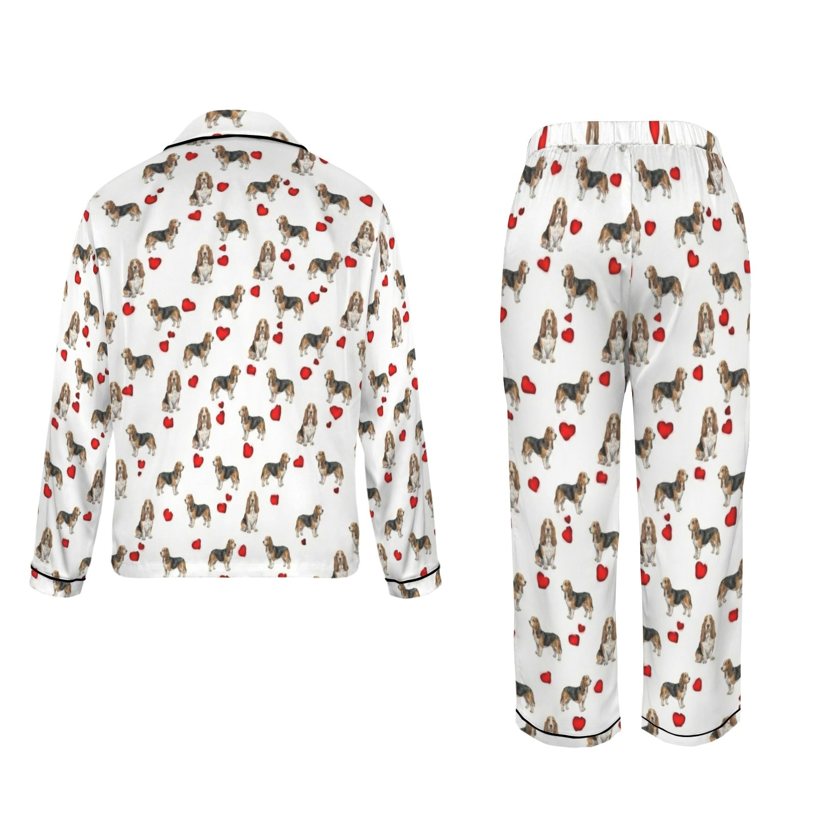 Basset Hound Women's Long Sleeve Satin Pajama Set