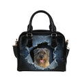 Bouvier des Flandres Ripped Denim Print Shoulder Handbag