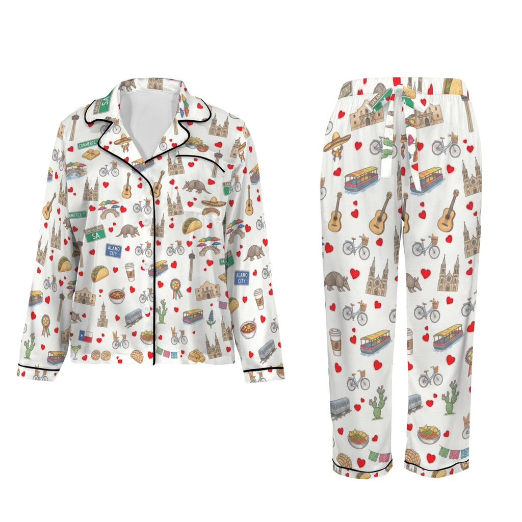 San Antonio Women's Long Sleeve Satin Pajama Set