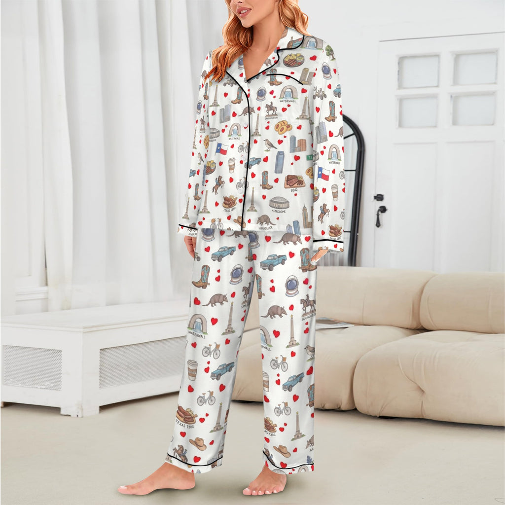 Houston Women's Long Sleeve Satin Pajama Set