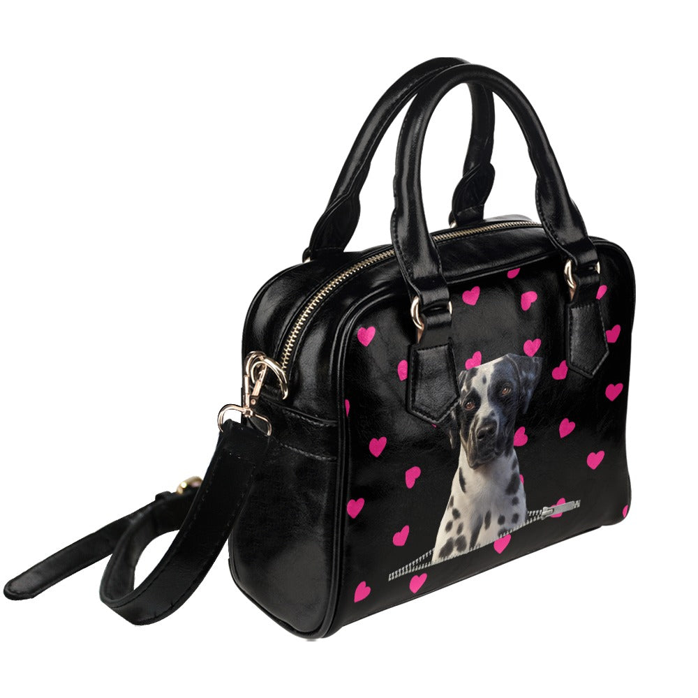 Dalmatian Zip Hearts Shoulder Handbag