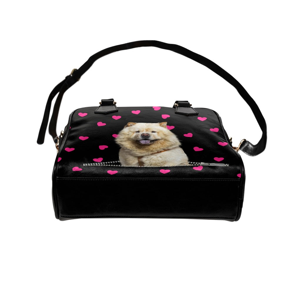 Chow Chow Zip Hearts Shoulder Handbag