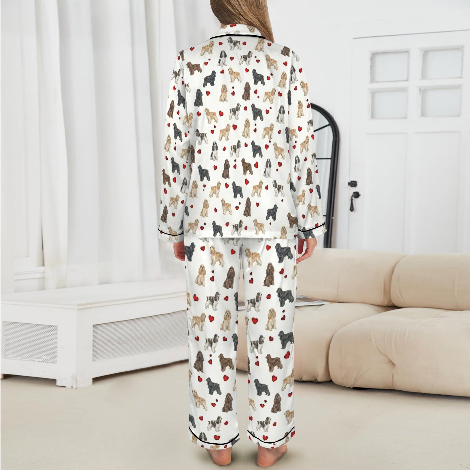 American Cocker Spaniel Women's Long Sleeve Satin Pajama Set