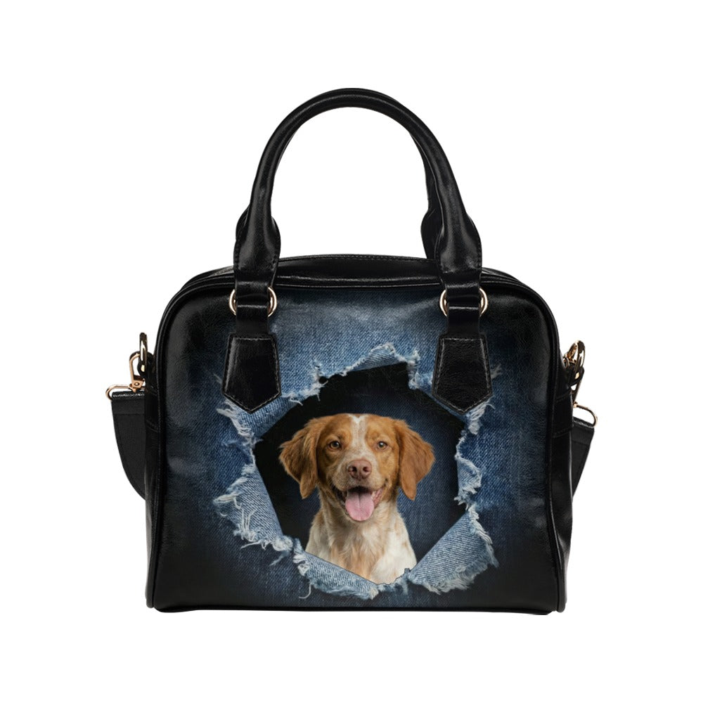 Brittany Ripped Denim Print Shoulder Handbag