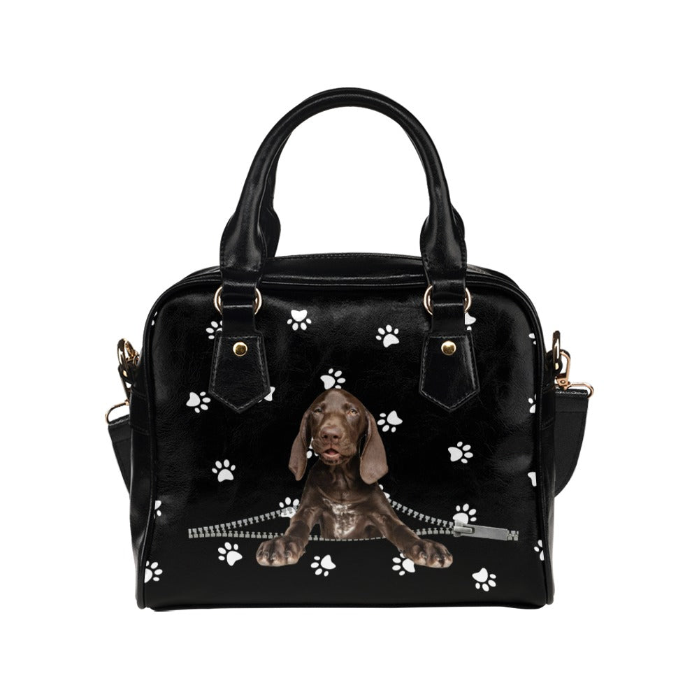Weimaraner Zip Paws Shoulder Handbag