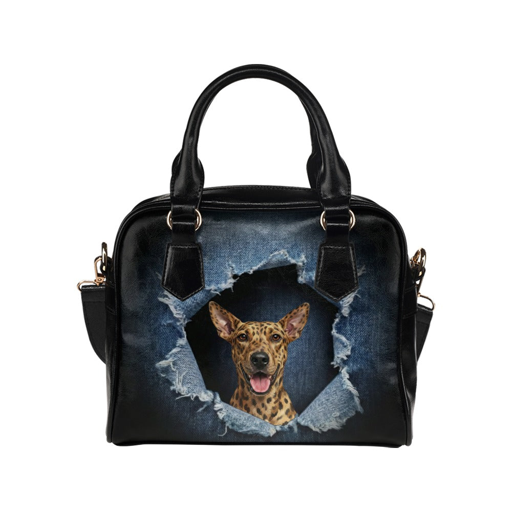 American Leopard Hound Ripped Denim Print Shoulder Handbag