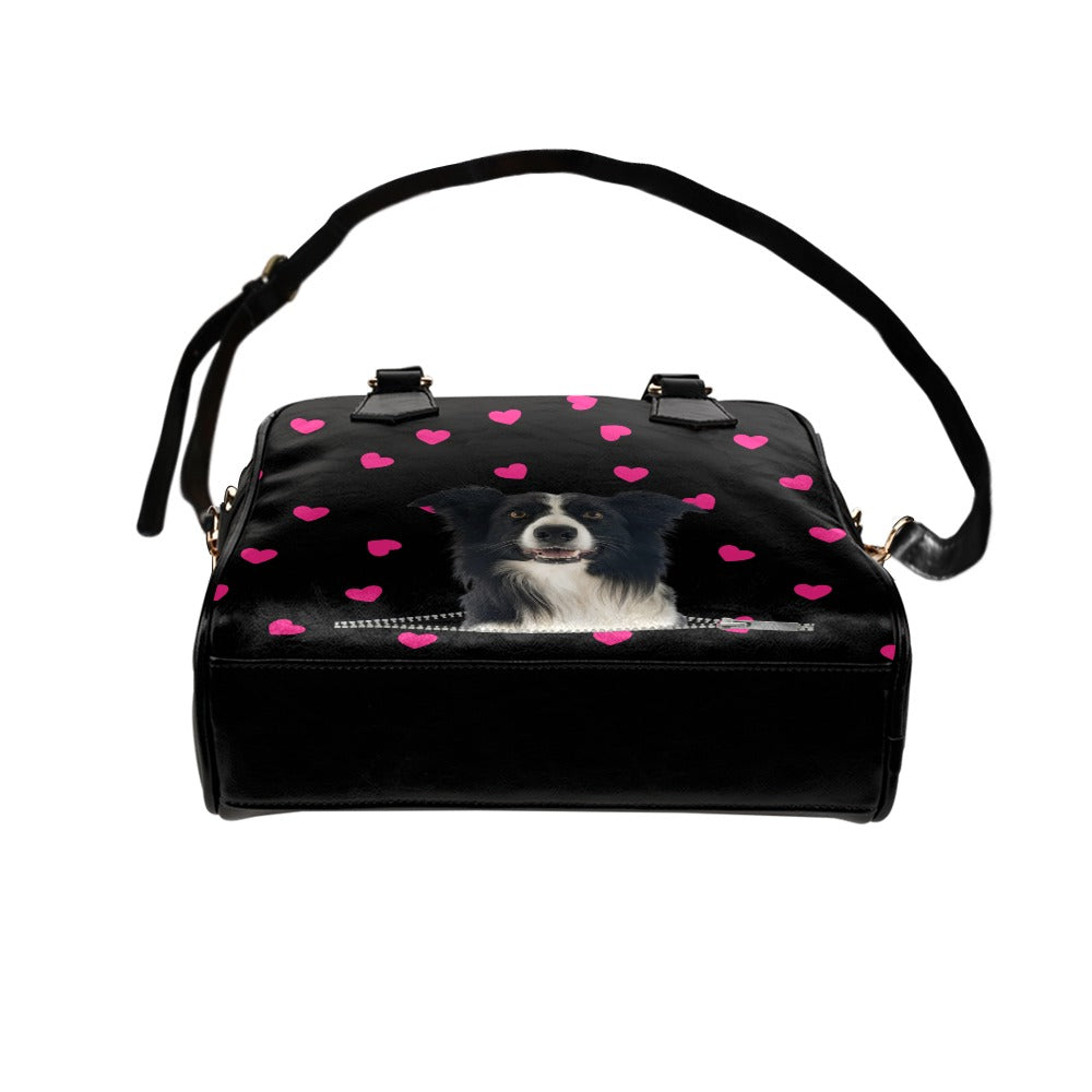 Collie Zip Hearts Shoulder Handbag