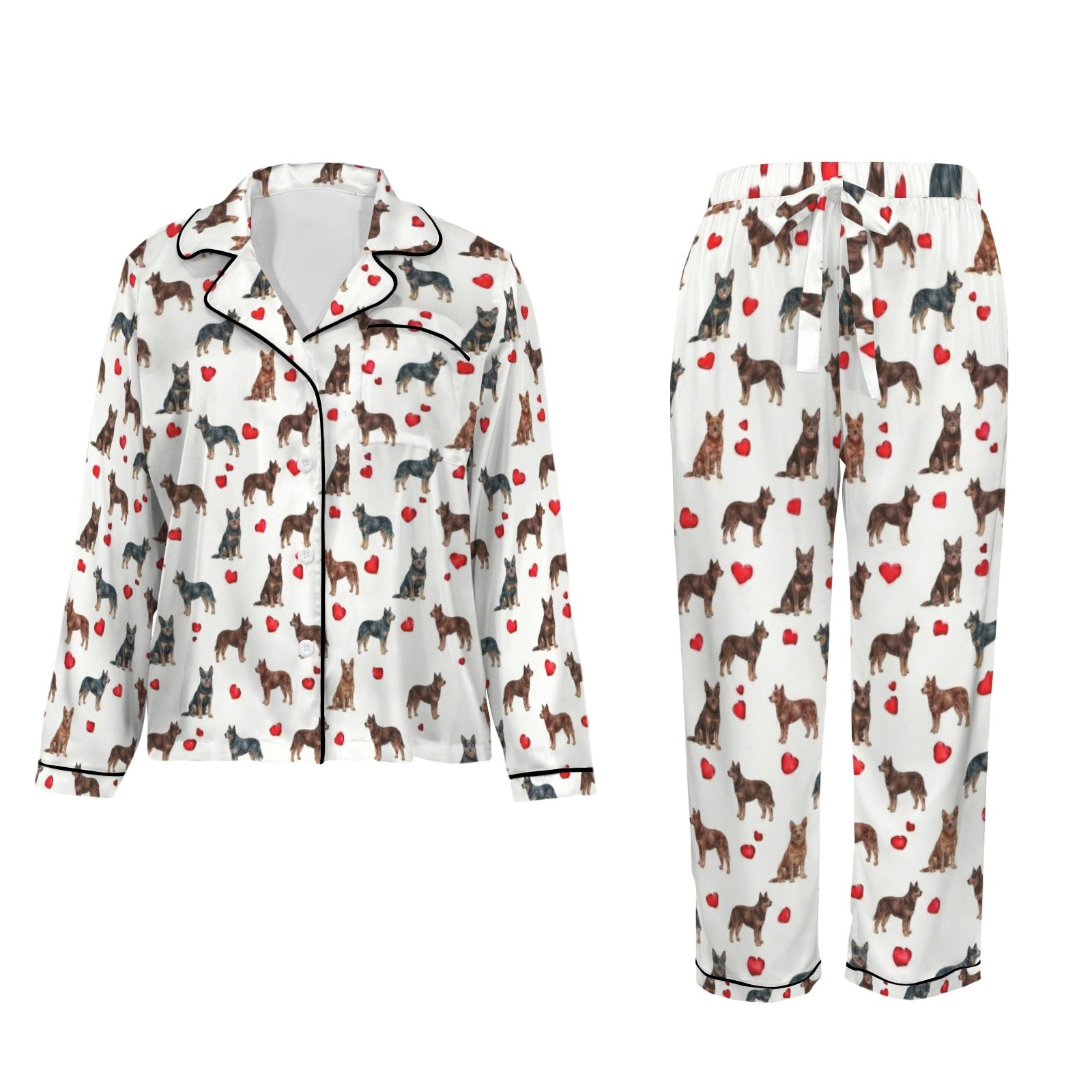 Australian Kelpie Women's Long Sleeve Satin Pajama Set