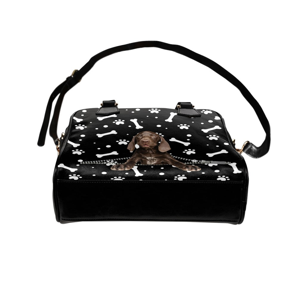 Weimaraner Zip Paws and Bones Shoulder Handbag