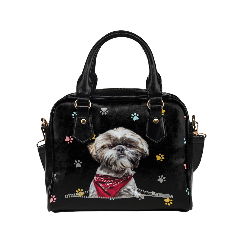 Shih Tzu Zip Colorful Paws Shoulder Handbag