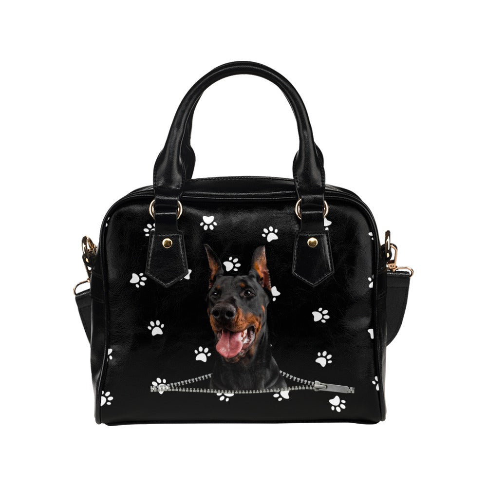 Doberman Pinscher Zip Paws Shoulder Handbag