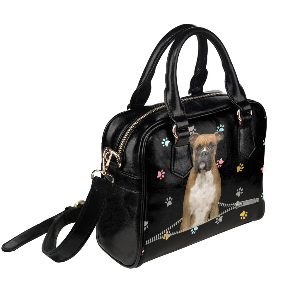 Boxer Zip Colorful Paws Shoulder Handbag