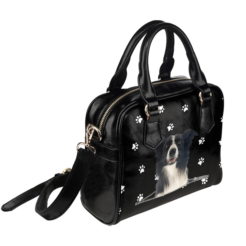 Collie Zip Paws Shoulder Handbag