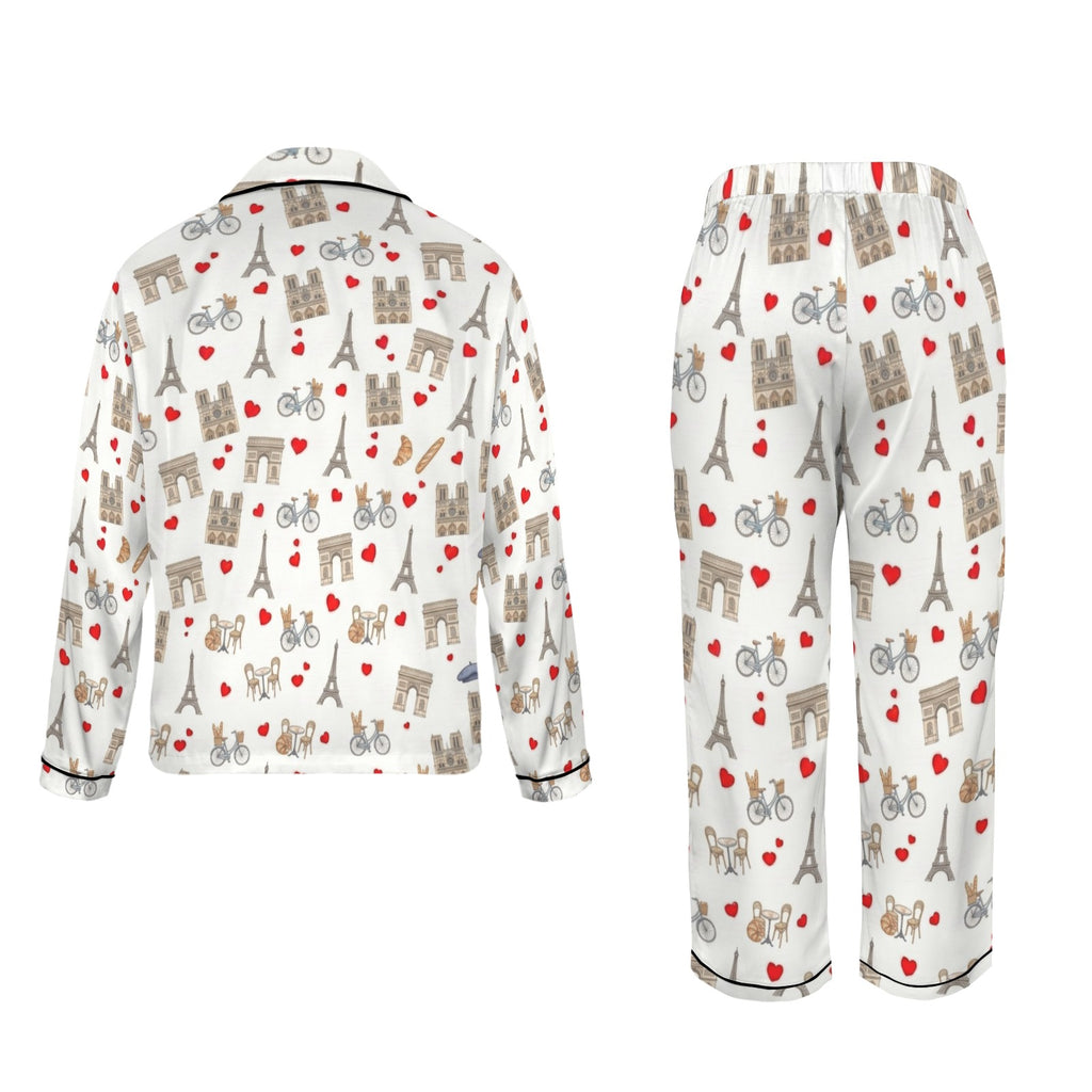 Paris Women's Long Sleeve Satin Pajama Set