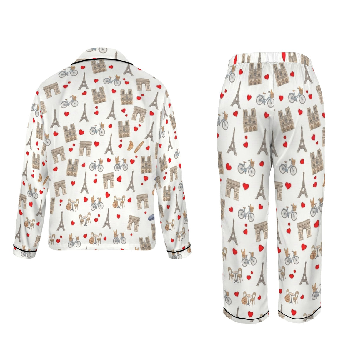 Paris Women's Long Sleeve Satin Pajama Set
