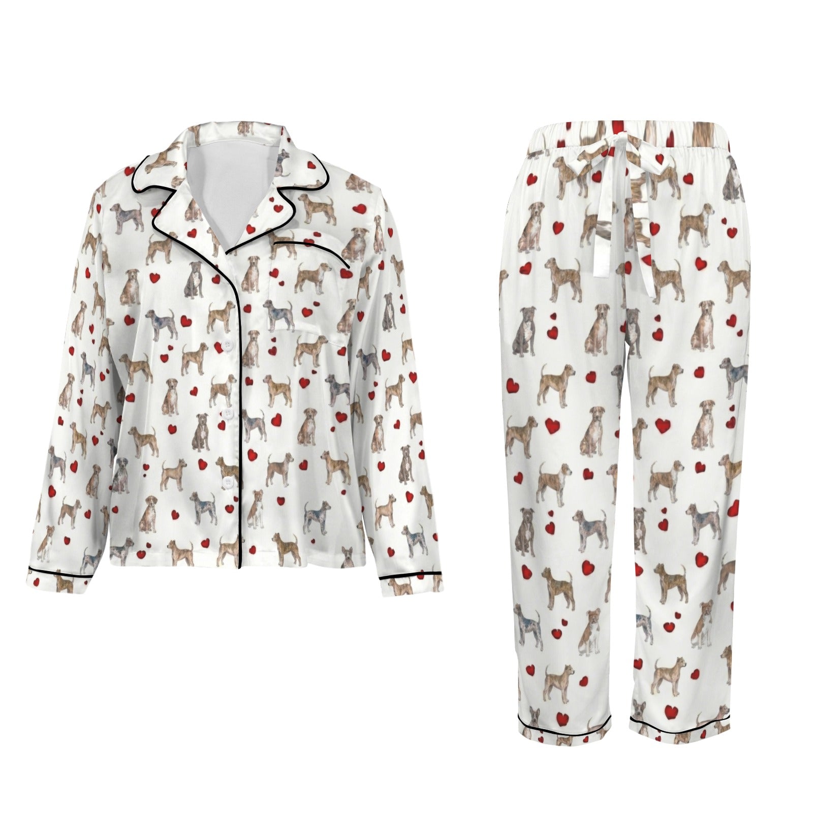 American Pit Bull Terrier Women's Long Sleeve Satin Pajama Set