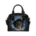 Belgian Shepherd (Malinois) Ripped Denim Print Shoulder Handbag