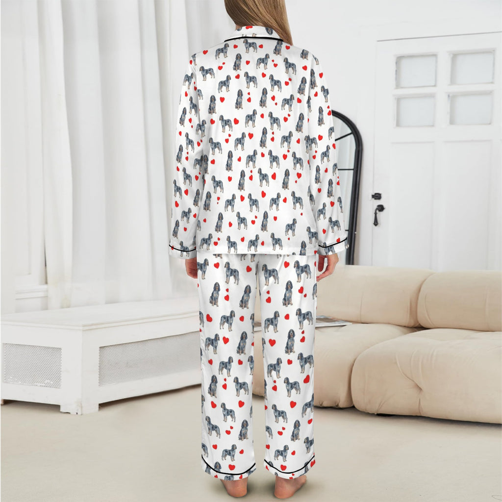 Bluetick Coonhound Women's Long Sleeve Satin Pajama Set