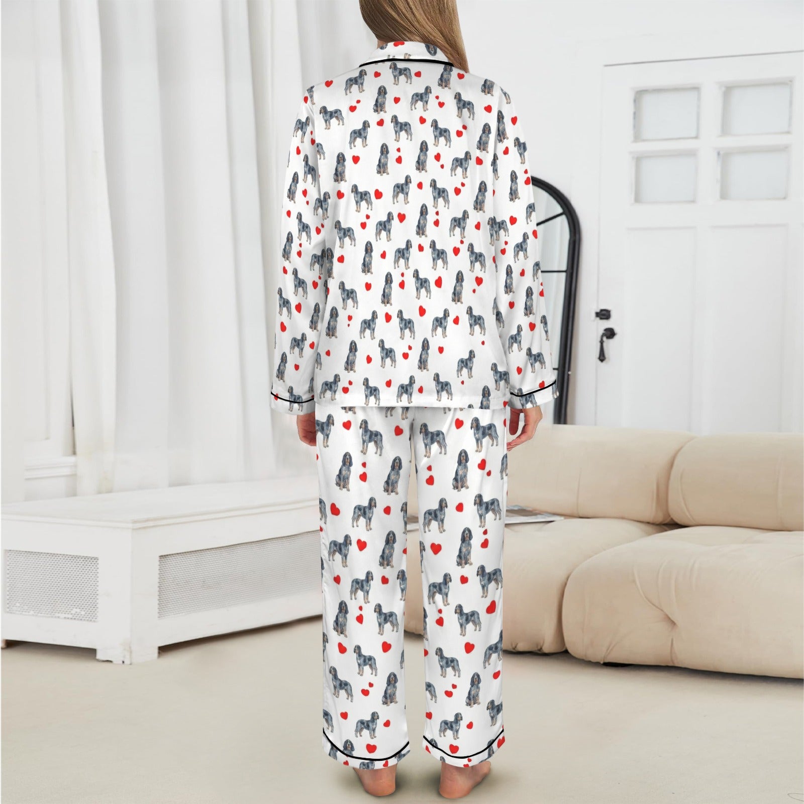 Bluetick Coonhound Women's Long Sleeve Satin Pajama Set