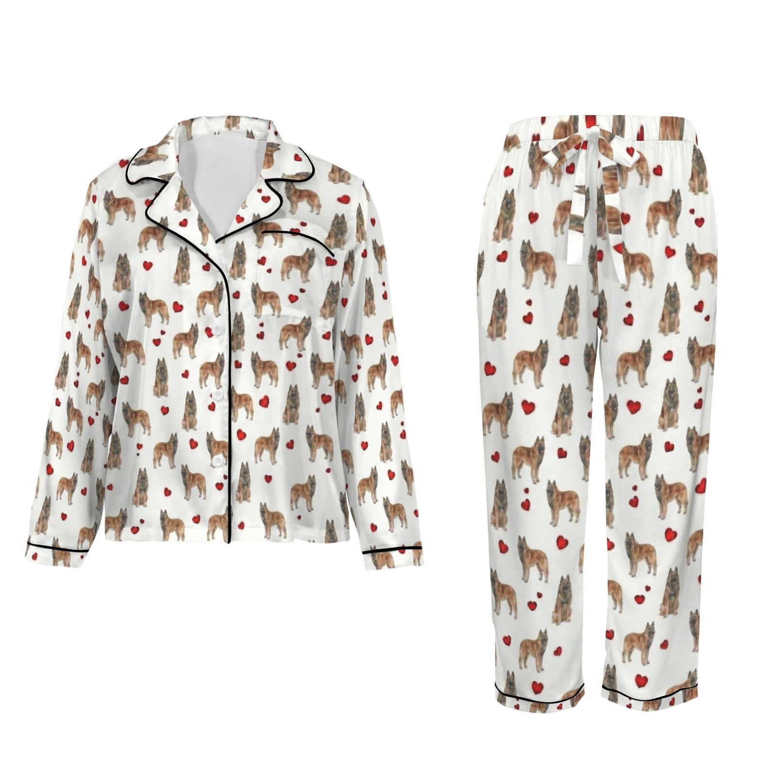 Belgian Shepherd (Tervueren) Women's Long Sleeve Satin Pajama Set