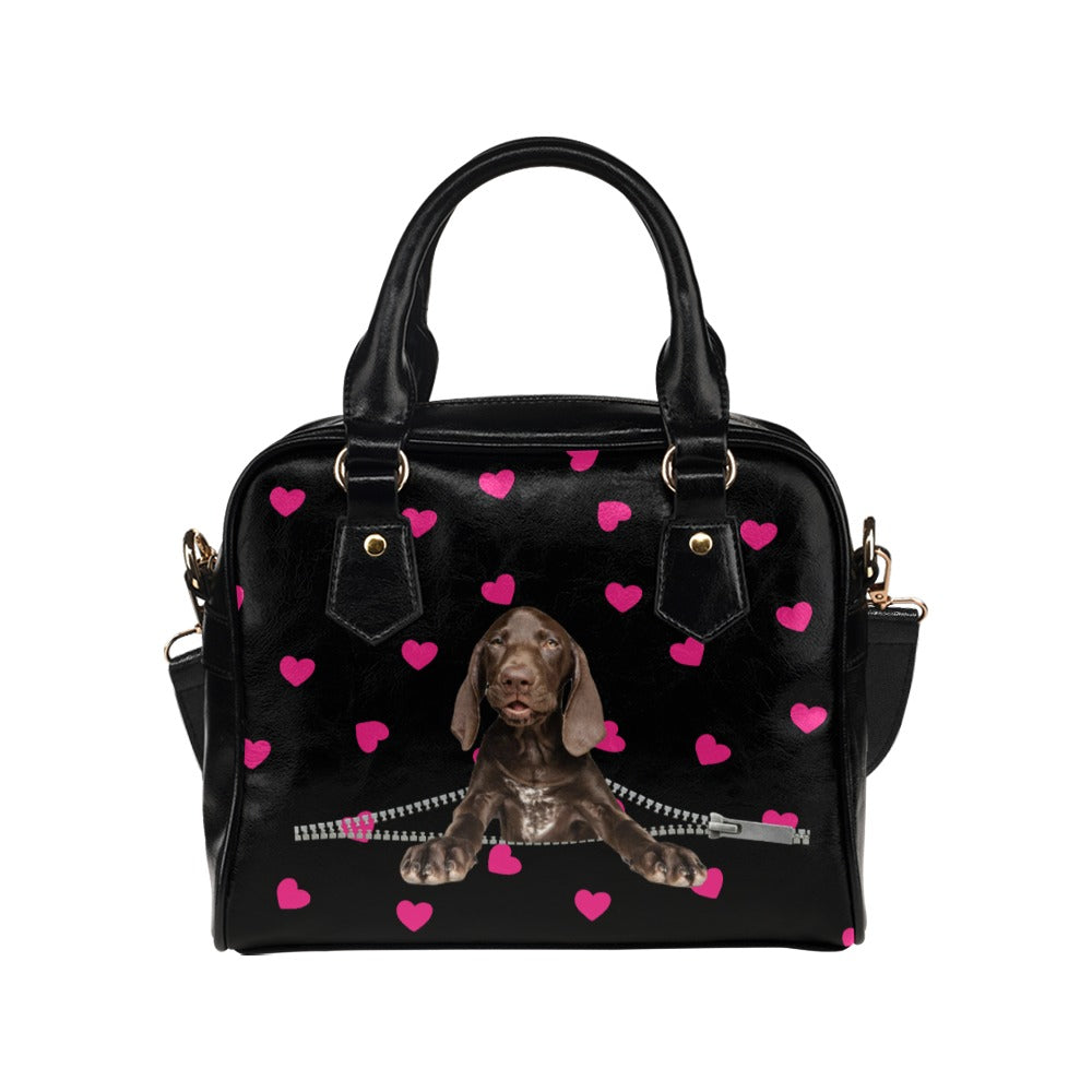 Weimaraner Zip Hearts Shoulder Handbag