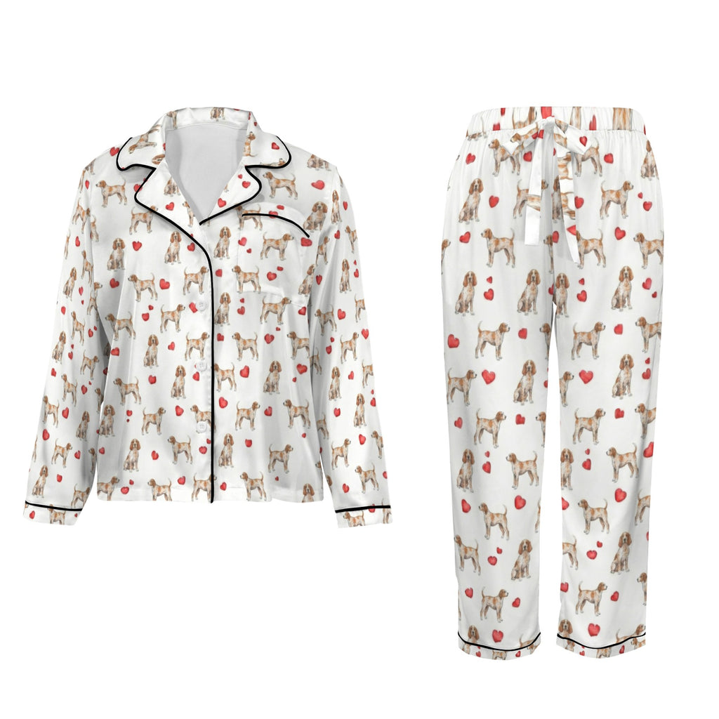 Ariege Pointer Women's Long Sleeve Satin Pajama Set