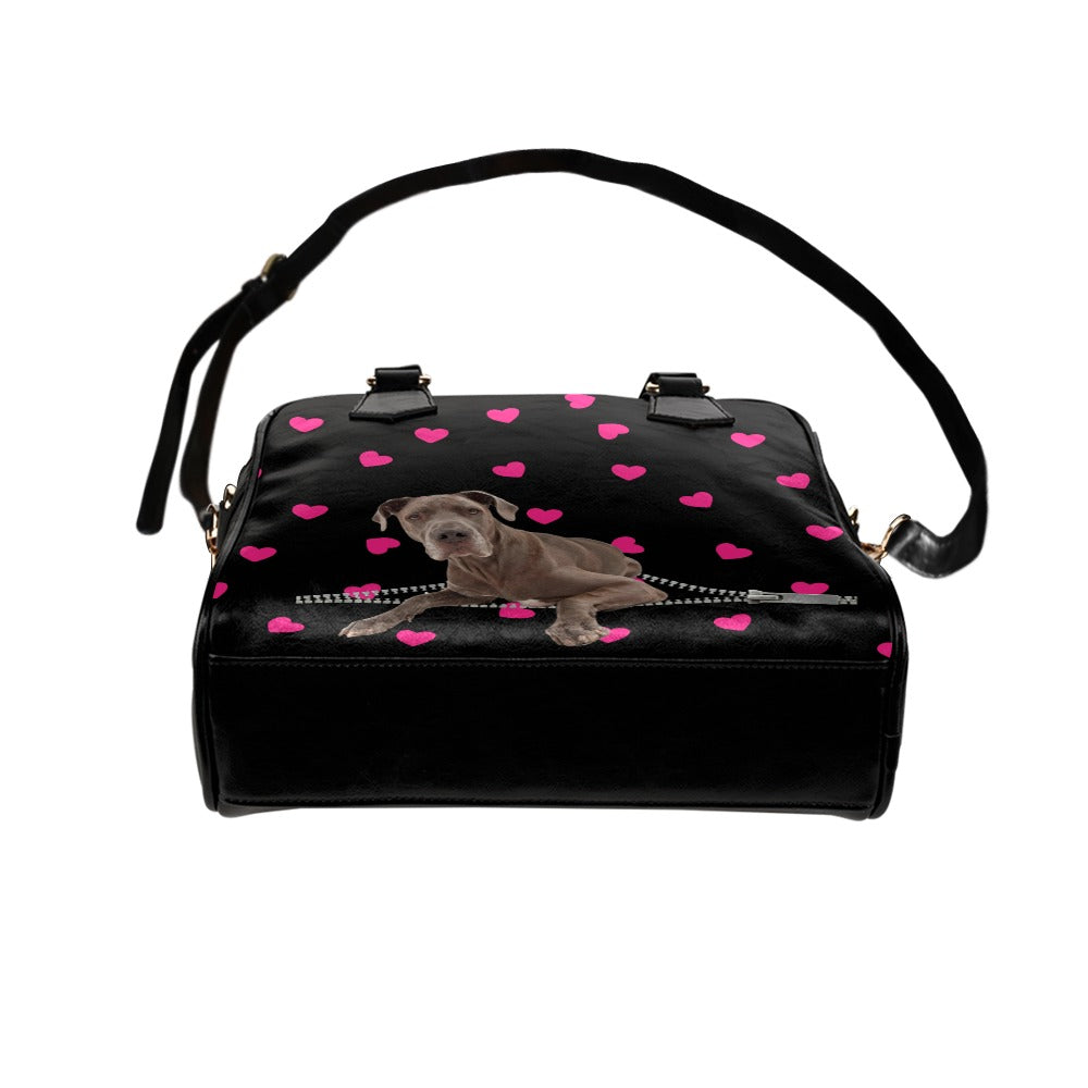 Great Dane Zip Hearts Shoulder Handbag