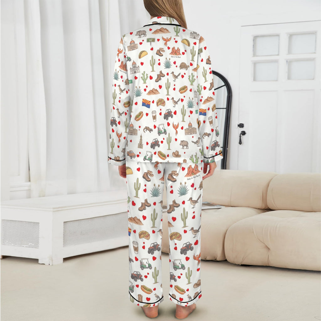 Phoenix Women's Long Sleeve Satin Pajama Set