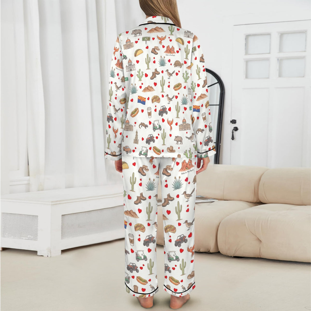 Phoenix Women's Long Sleeve Satin Pajama Set