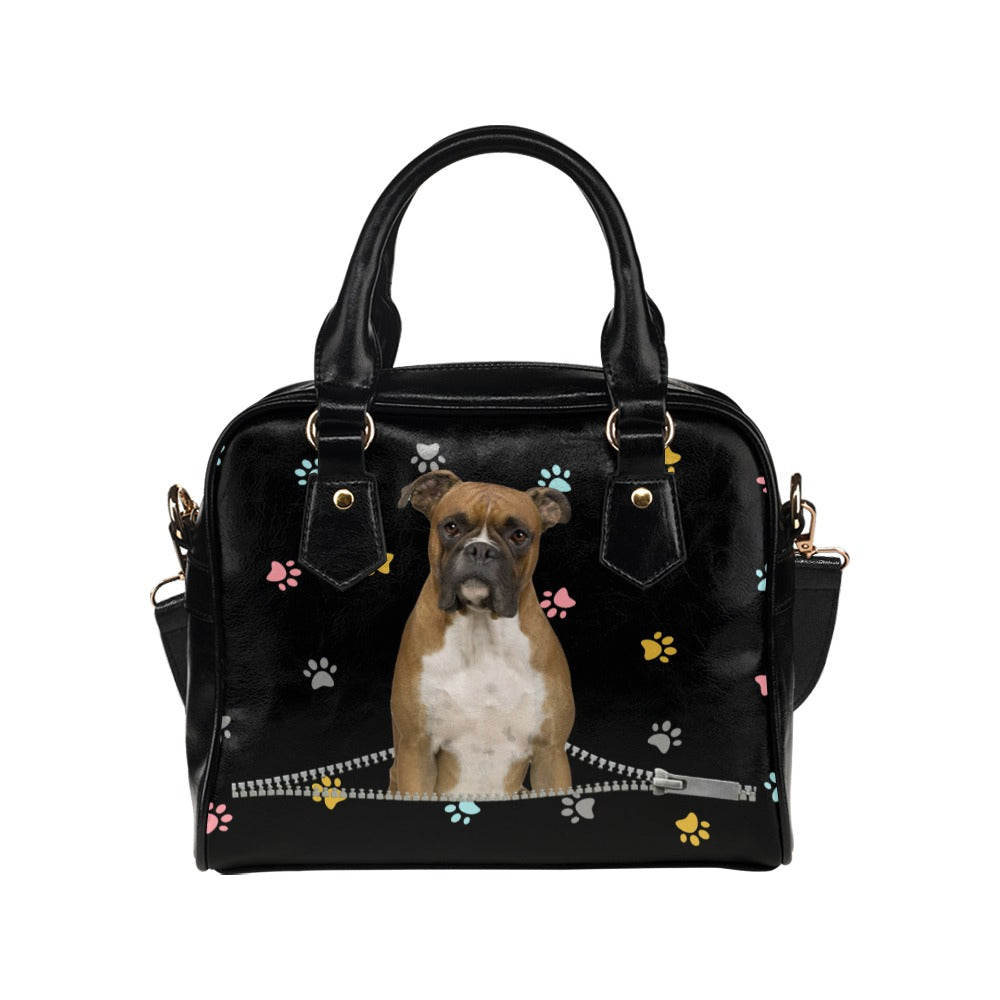 Boxer Zip Colorful Paws Shoulder Handbag