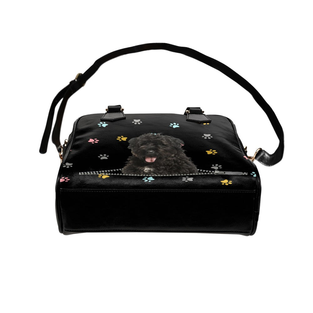 Bouvier des Flandres Zip Colorful Paws Shoulder Handbag