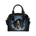 Braque d'Auvergne Ripped Denim Print Shoulder Handbag