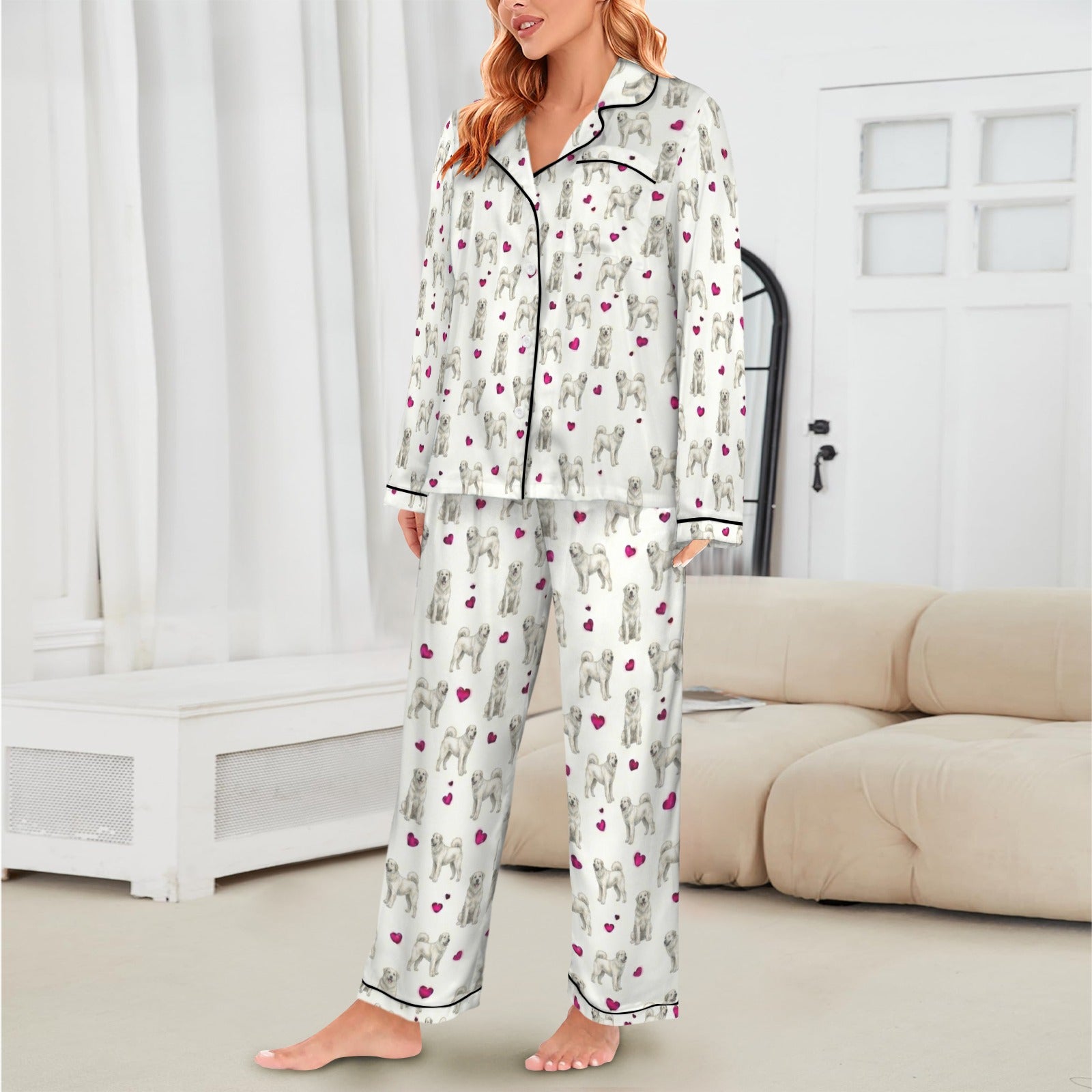 Akbash Women's Long Sleeve Satin Pajama Set