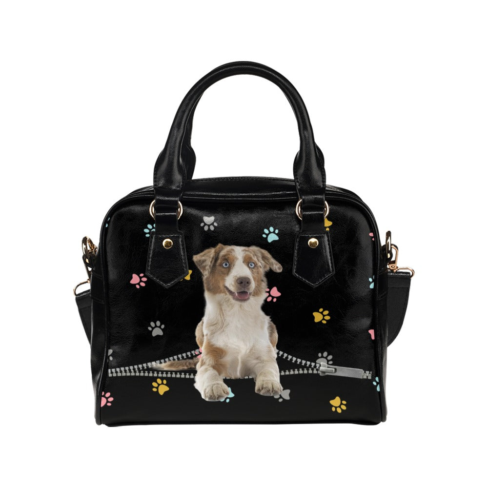 Miniature American Shepherd Zip Colorful Paws Shoulder Handbag