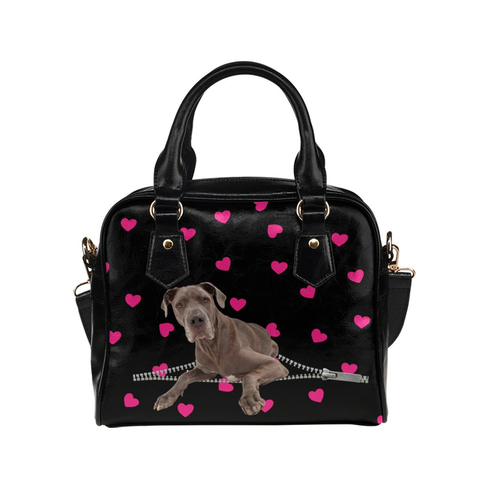 Great Dane Zip Hearts Shoulder Handbag
