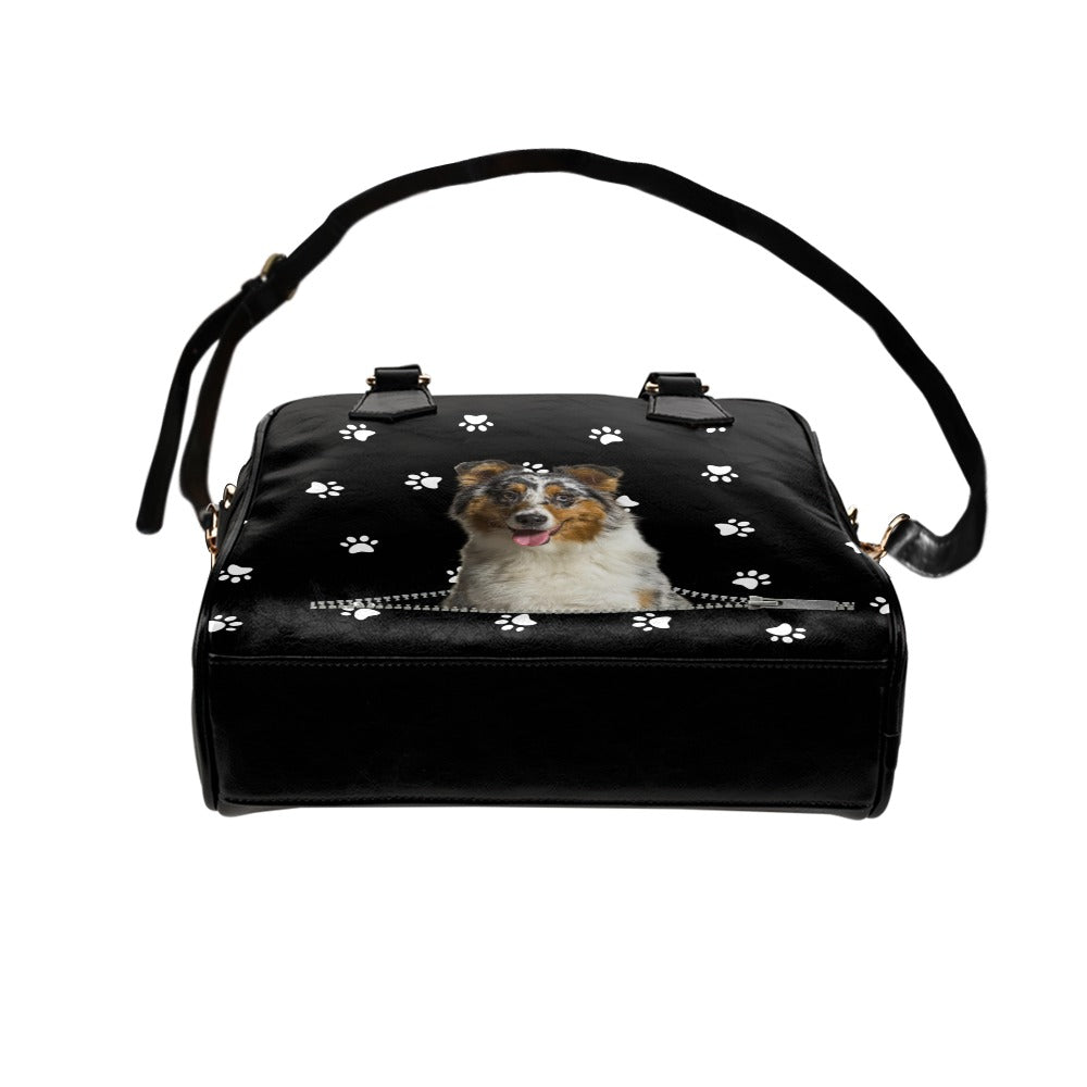 Australian Shepherd Zip Paws Shoulder Handbag