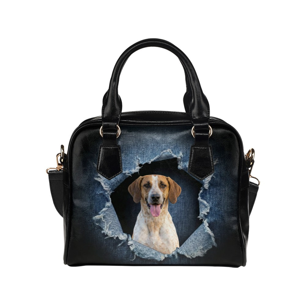 Banjara Hound Ripped Denim Print Shoulder Handbag