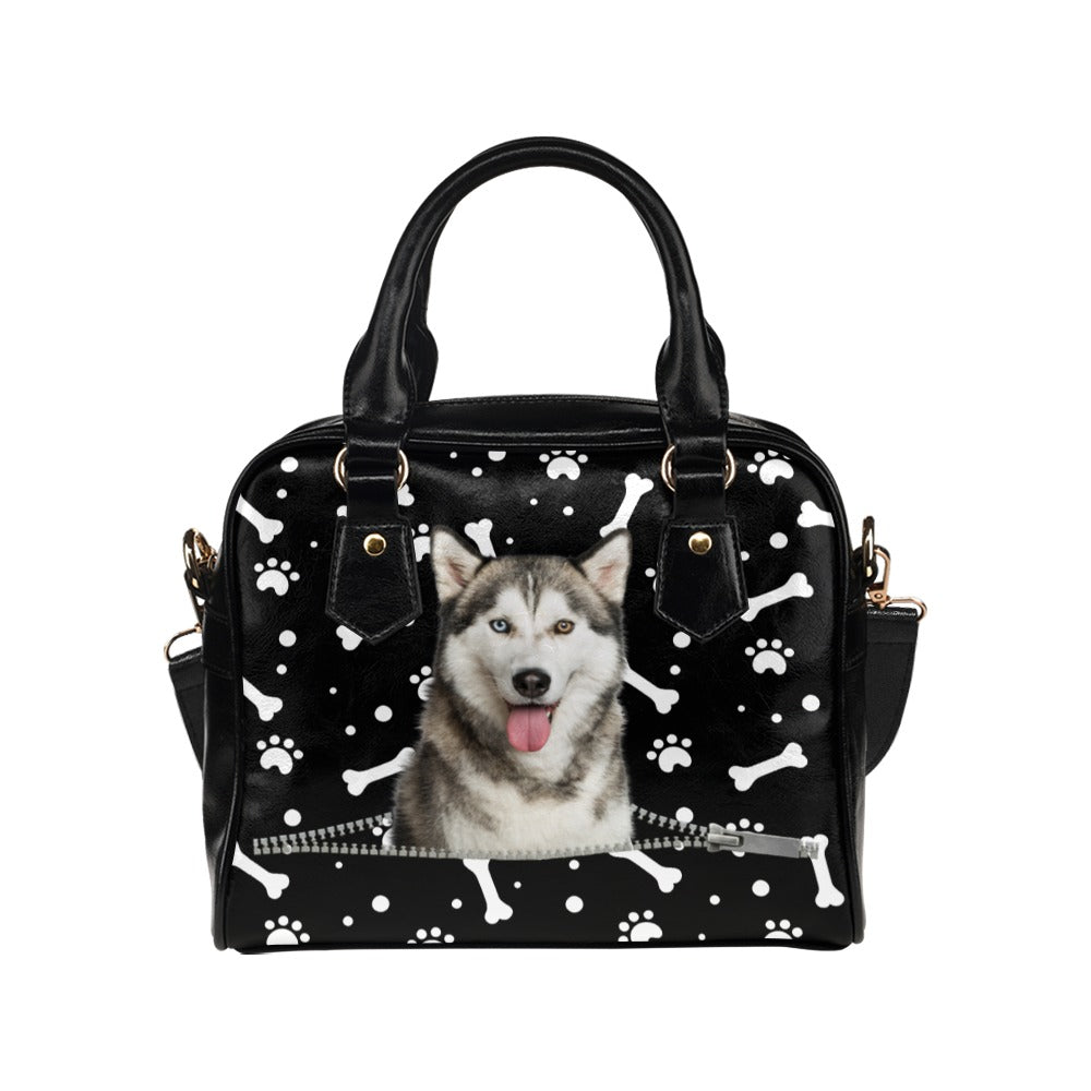 Siberian Husky Paws and Bones Shoulder Handbag