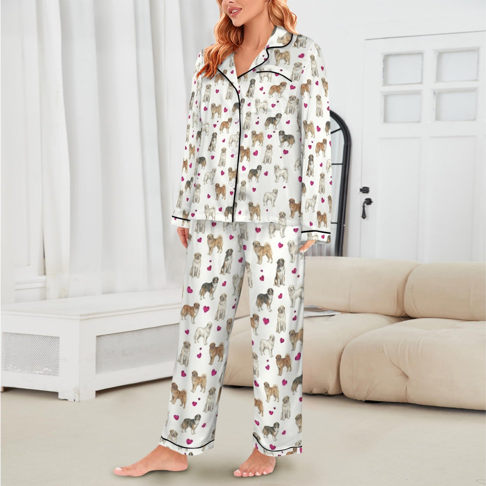 Aidi (Atlas Mountain Dog) Women's Long Sleeve Satin Pajama Set