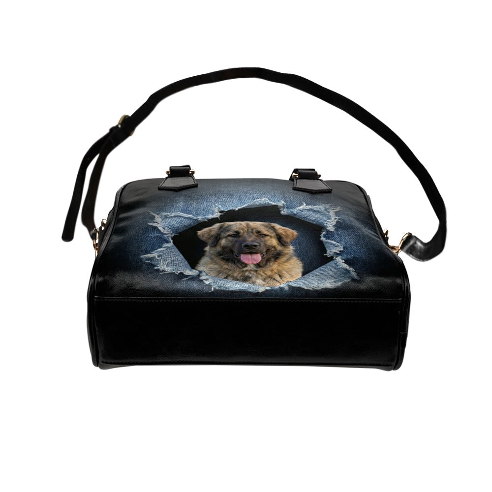 Bakharwal Ripped Denim Print Shoulder Handbag