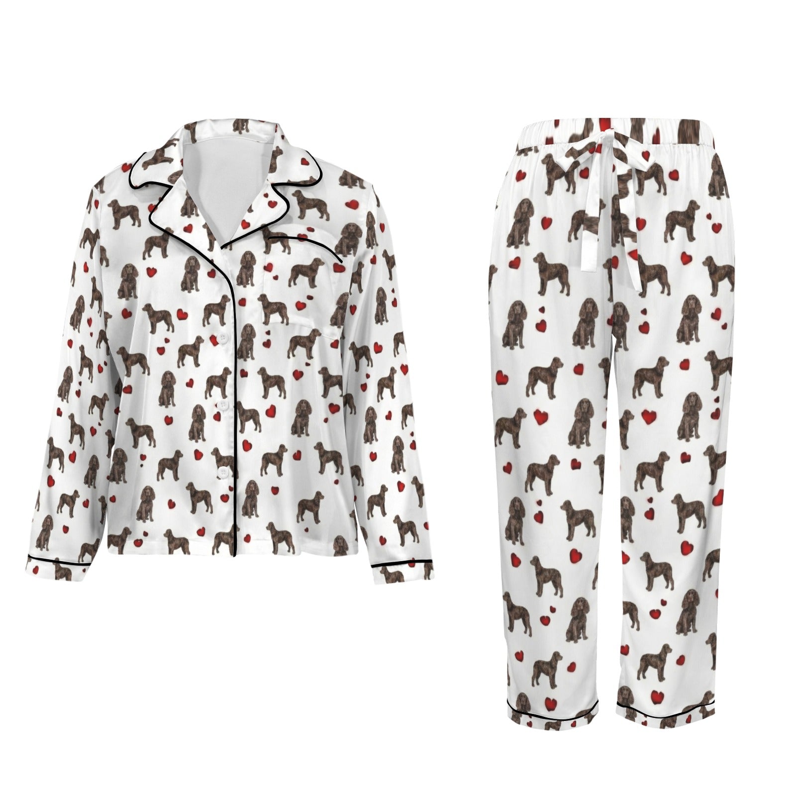 American Water Spaniel Women's Long Sleeve Satin Pajama Set