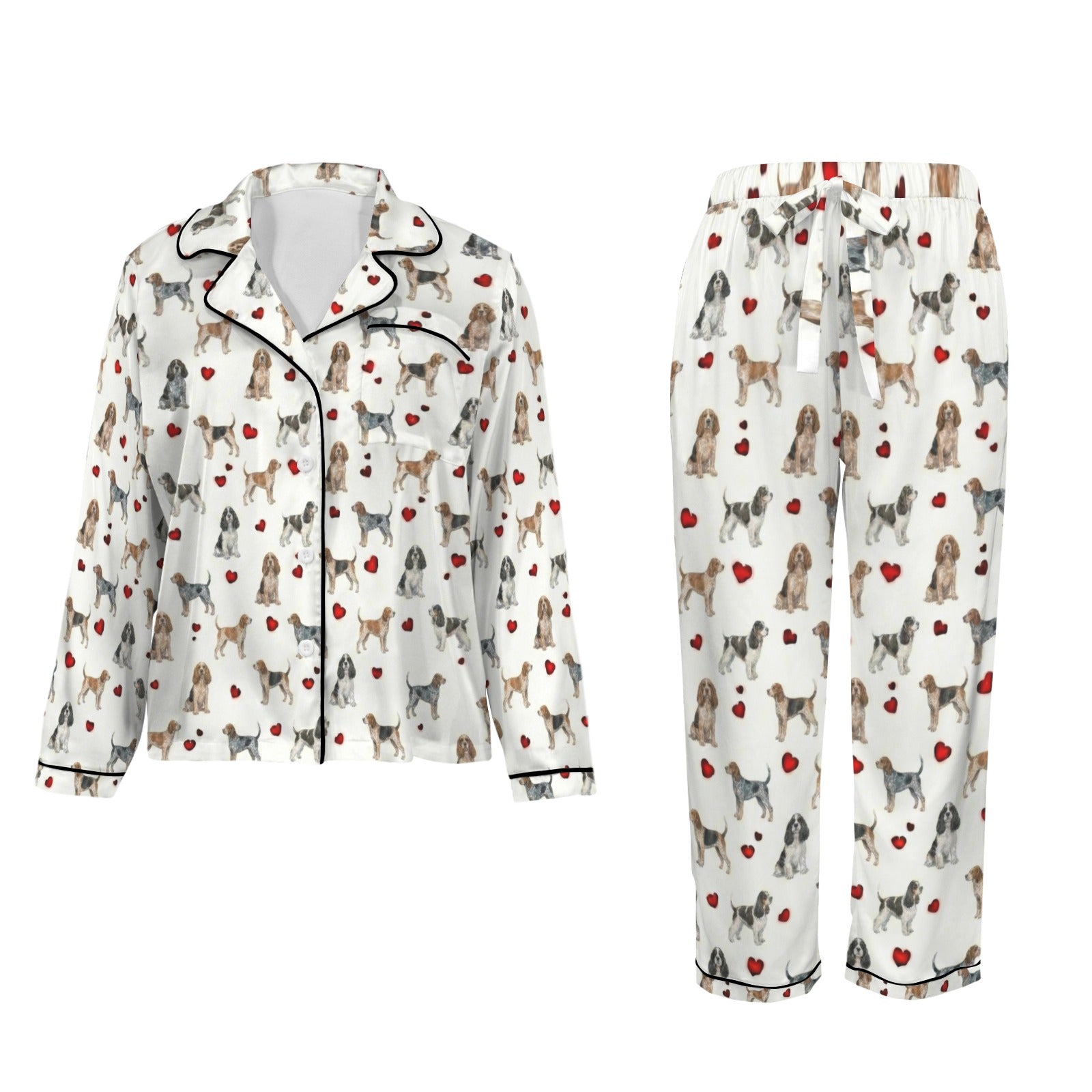 American English Coonhound Women's Long Sleeve Satin Pajama Set