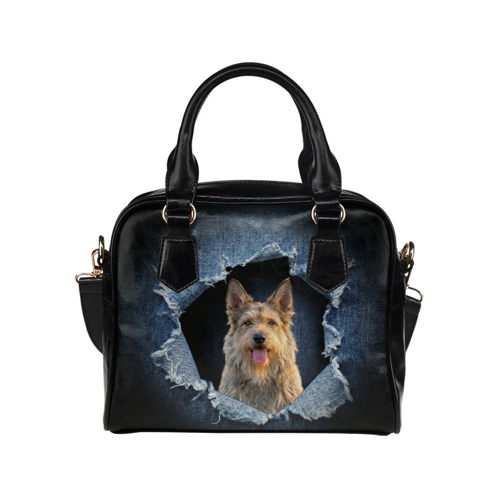 Berger Picard Ripped Denim Print Shoulder Handbag