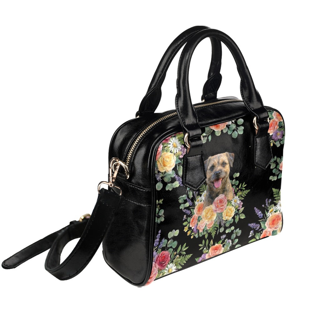 Border Terrier Flower Shoulder Handbag